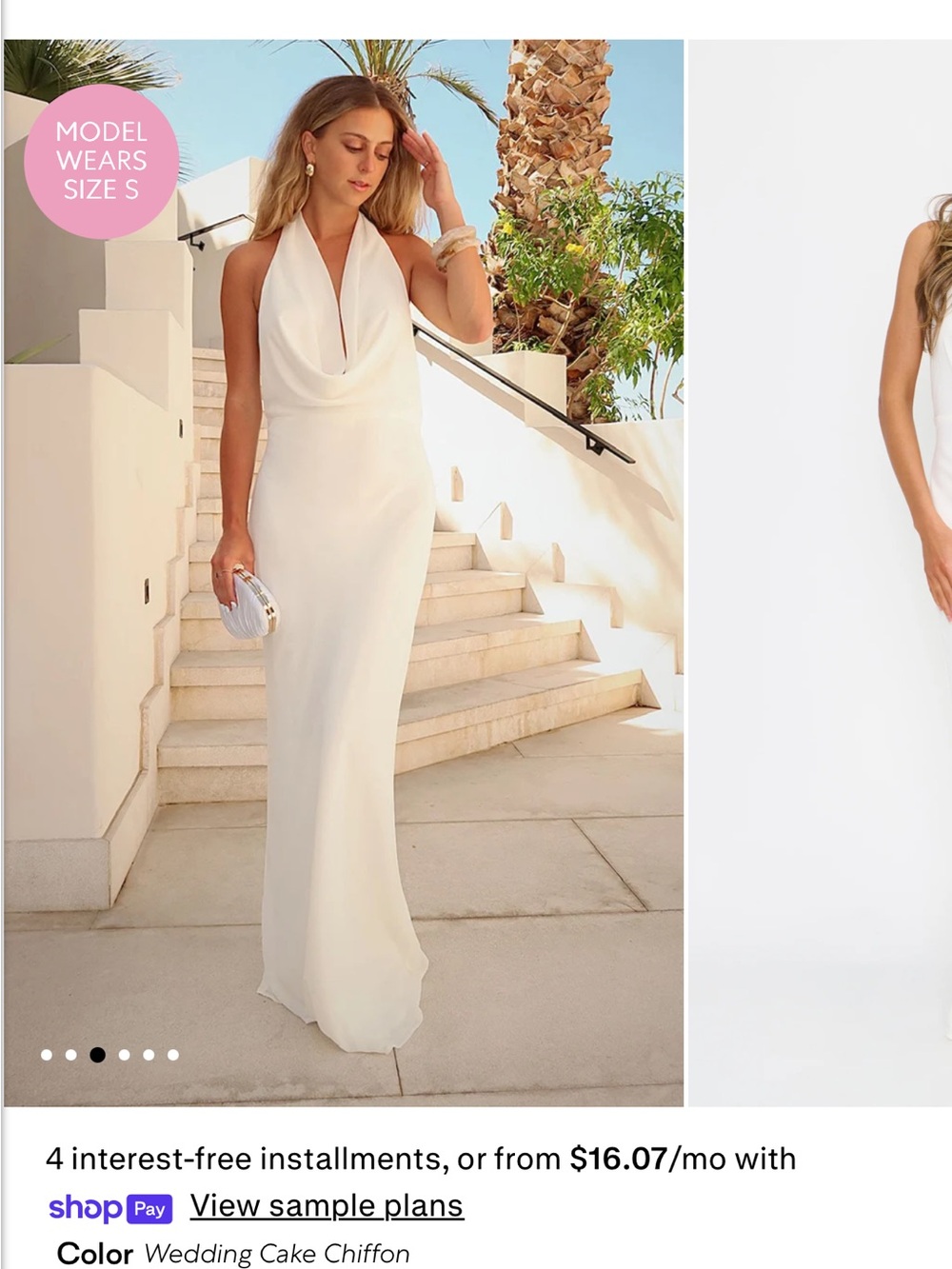 Show Me Your MuMu White Cowl-Neck Halter Wedding Dress